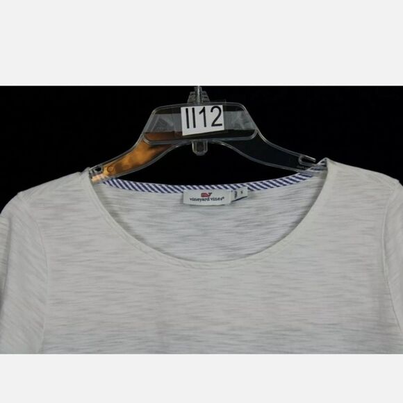VINEYARD VINES BLOUSE SZ S WHITE FRONT BLUE STRIPE - Picture 8 of 10